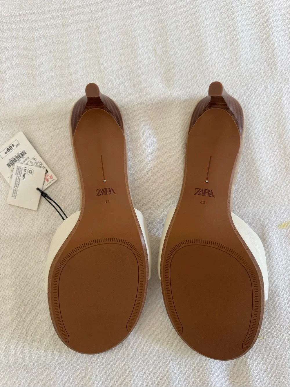 ZARA White Toe-Post Suede-Trim Slide Sandals - Picture 5 of 8